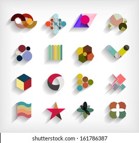 3.d conjunto de iconos de negocios abstractos geométricos planos