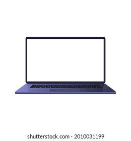 3d Flat mockup Laptop computer with white screen and keyboard Vector.