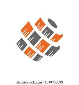 3D flat style abstract swirls spiral logo design vector graphic element
