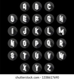 3D flat style font. Set of alphabet letters, Vector illustration