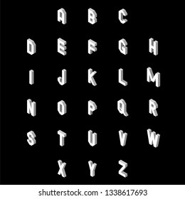 3D flat style font. Set of alphabet letters, Vector illustration