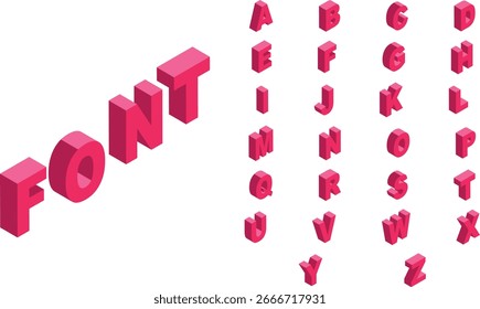 3d flat style font vector graphics