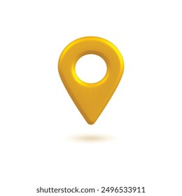 3d Flat Yellow Location Map Icon Logo Symbol Vector Design Clipart Png Transparent Background
