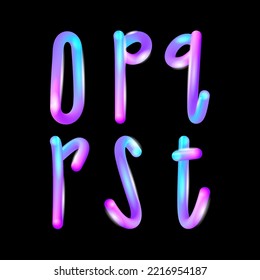 3D Flexible Neon Font Tubular Alphabet, Bright Plastic Bubble Letters, Vector Illustration 10EPS