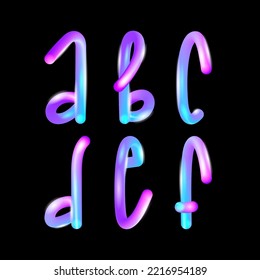 3D Flexible Neon Font Tubular Alphabet, Bright Plastic Bubble Letters, Vector Illustration 10EPS