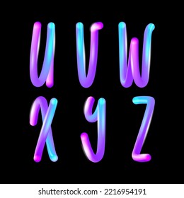 3D Flexible Neon Font Tubular Alphabet, Bright Plastic Bubble Letters, Vector Illustration 10EPS