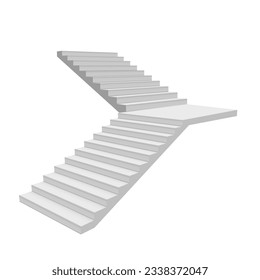 3D Flight Of White Stairs To Big Podium. EPS10 Vector
