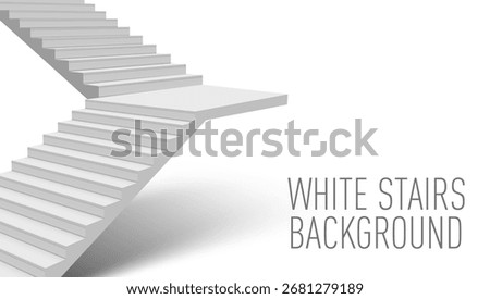 3D Flight Of White Stairs To Big Podium. EPS10 Vector
