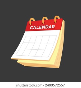 3D flip calendar icon, realistic planner with tear off pages, event schedule date isolated on dark background. Vector illustration.