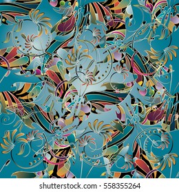 3d floral seamless pattern background wallpaper illustration with vintage decorative flowers, leaves, colorful butterflies.Elegance modern ornaments. Luxury vector texture with shadows and highlights