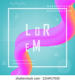 3D flow fluid shapes abstract background. Curve concept vector graphic. Green, yellow and pink vibrant color. Liquid wave trendy modern style.	