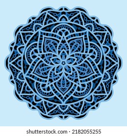 3d Flower Mandala pattern. Lace 3D mandala. Multilayer SVG laser Cut File svg
