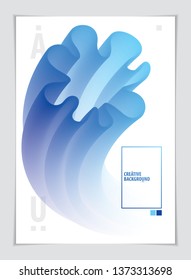3d flower shape gradient color shape, vector abstract art element. Perfect for gift card, cover, poster or brochure. Bright color wave dimensional object.