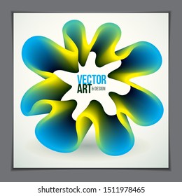 3d flower shape gradient color shape, vector abstract art element. Perfect for gift card,cover,poster or brochure. Bright color wave dimensional object.