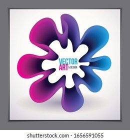 3d flower shape gradient color shape, vector abstract art element. Perfect for gift card,cover,poster or brochure. Bright color wave dimensional object.