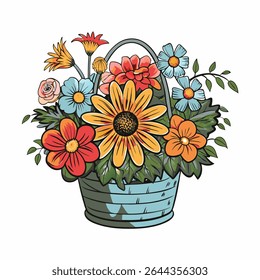 buquês de flores 3d vetor plano 