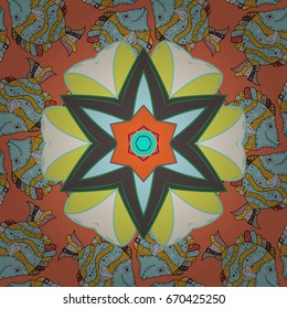 3d flowers, seamless. Vector illustration. On colorful background.