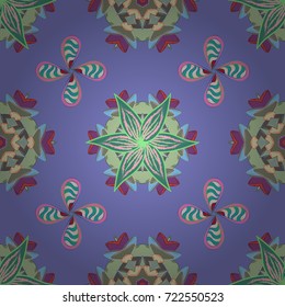 3d flowers, seamless. Vector illustration. On violet, neutral and green colors.