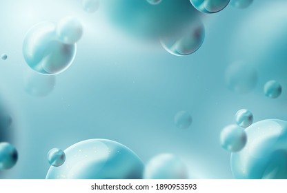 3d flowing abstract bubbles or particles. The ball flying in space. Technology, futuristic, and Healthcare concept. Vector illustration