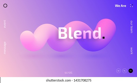 3D flowing blend gradient trendy wallpaper design for web site, colorful fluid shape isolated on gradient background, futuristic design backdrop for poster, cover, flyer, music club, landing page