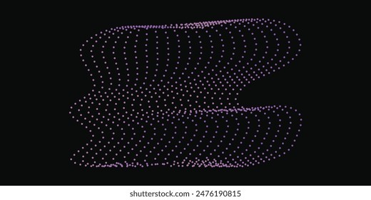 3D flowing dot particles abstract wave line art for AI technology, music, science