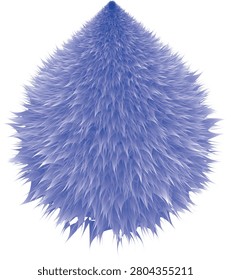 3D fluffy blue fur ball vector illustration isolated on white background