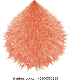 3D Fluffy Peach Fur Ball , abstract Shaggy Teardrop Pom-Pom Vector Art