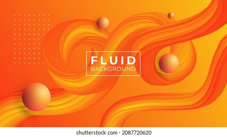 3d Fluid Abstract Wave Vector Background. Colorful Modern Liquid Flow Shape Orange Blend Gradient Illustration.