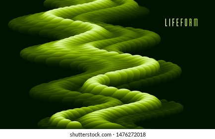3D fluid bio life form gradient color vector abstract background, dimensional dynamic shape in motion, flowing colors design element, trendy modern style.