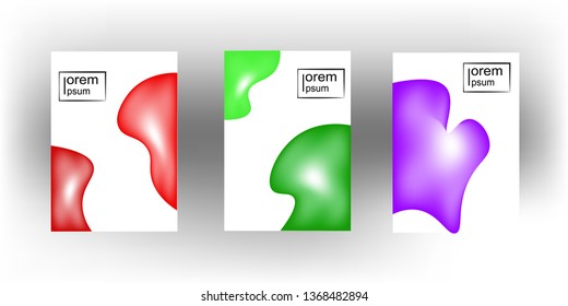 3d Fluid color covers set. Colorful bubble shapes composition with Trendy minimal design.