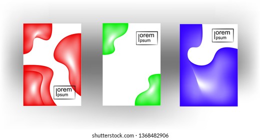 3d Fluid color covers set. Colorful bubble shapes composition with Trendy minimal design.