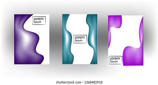 3d Fluid color covers set. Colorful bubble shapes composition with Trendy minimal design.