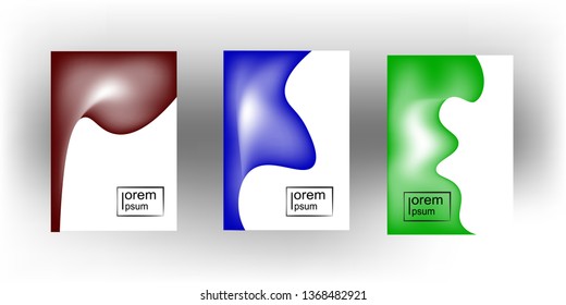 3d Fluid color covers set. Colorful bubble shapes composition with Trendy minimal design.