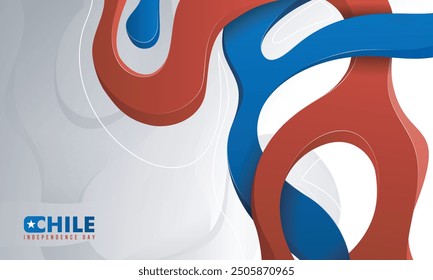 3d fluid design in red and blue with white background. Good template for chile national day or independence day campaign