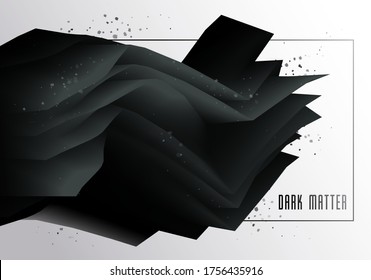 3D fluid gradient dark matter vector abstract background, dimensional dynamic shape in motion, flowing colors design element, trendy modern style.