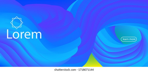3d Fluid Lucid Vector Background. Landing Page, Blue, Purple Background. Funky Liquid Flow Banner. Neon Color Website Layout. Dynamic Movement Trendy Wave. Colorful Vibrant Gradient Wallpaper.