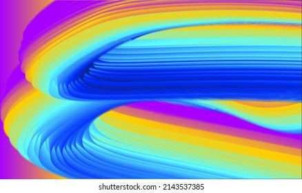 3d fluid objects with multiple colors. 3d rainbow object