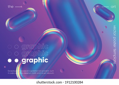 3d Fluid Shapes With Holographic Effect. 