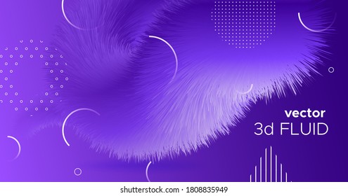 3d Fluid Vector. Flow Vibrant Motion. Gradient Pattern. Liquid Digital 3d Fluid Vector. Geometric Neon Cover. Graphic Design. Wave Color Trendy Background. 3d Fluid Vector. Purple Wave Flyer.