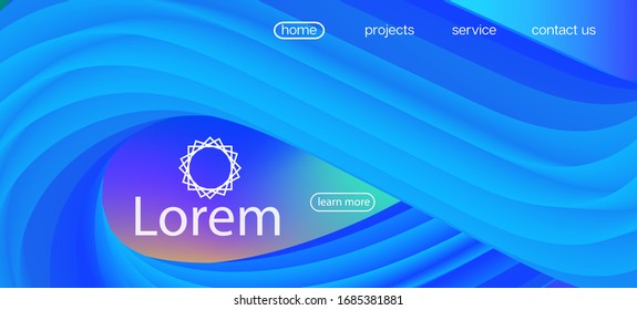 3d Fluid Vibrant Vector Background. Landing Page, Blue, Purple Background. Neon Color Website Layout. Colorful Vivid Gradient Wallpaper. Dynamic Motion Funky Wave. Trendy Liquid Wave Banner.