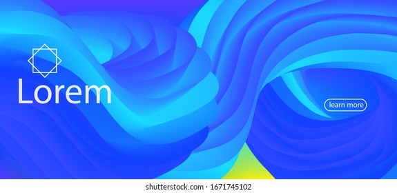 3d Fluid Vivid Vector Background. Landing Page, Blue, Purple Background. Neon Color Website Layout. Trendy Liquid Shape Banner. Dynamic Movement Funky Wave. Futuristic Bright Gradient Wallpaper.