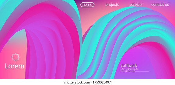 3d Fluid Vivid Vector Background. Landing Page, Pink, Purple Background. Dynamic Movement Modern Wave. Colorful Bright Gradient Wallpaper. Funky Liquid Wave Banner. Neon Color Website Template.