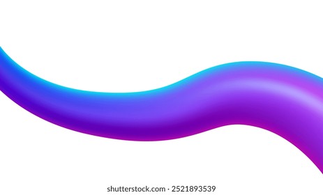 3D Fluid Wave Shape of Purple Smooth Gradient Isolated on White Background, Vector Illustration