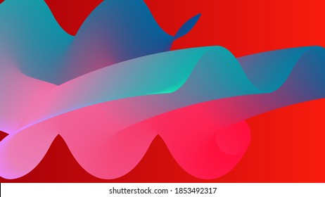 Forma ondulada del fluido 3D. Luminoso fondo futurista nublado. El gradiente vibrante fluye en ondas de sonido de música abstractas. Textura líquida dinámica. Plantilla vectorial creativa para diseño de portada de moda.