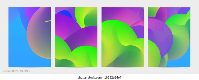 3D fluid wavy shape. Bright cloudy futuristic background. Vibrant gradient flow in abstract music sound waves. Dynamic liquid texture. Creative vector template for trendy flyer design.