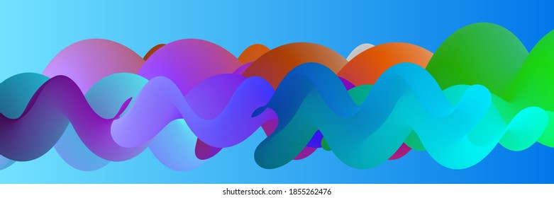 Forma ondulada del fluido 3D. Luminoso fondo futurista nublado. El gradiente vibrante fluye en ondas de sonido de música abstractas. Textura líquida dinámica. Plantilla vectorial creativa para diseño de portada de moda.