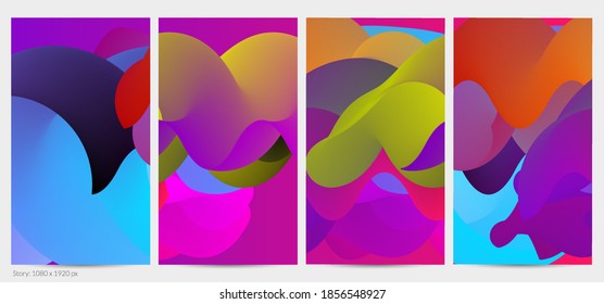 3D fluid wavy shape. Bright cloudy futuristic background. Vibrant gradient flow in abstract music sound waves. Dynamic liquid texture. Creative vector template for trendy post design.