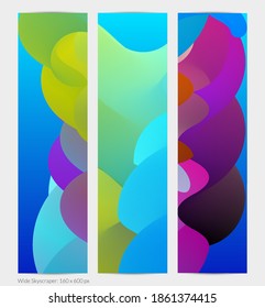 Forma ondulada del fluido 3D. Luminoso fondo futurista nublado. El gradiente vibrante fluye en ondas de sonido de música abstractas. Textura líquida dinámica. Plantilla vectorial creativa para diseño de banners de moda.