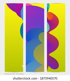 3D fluid wavy shape. Bright cloudy futuristic background. Vibrant gradient flow in abstract music sound waves. Dynamic liquid texture. Creative vector template for trendy banner design.