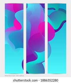 3D fluid wavy shape. Bright cloudy futuristic background. Vibrant gradient flow in abstract music sound waves. Dynamic liquid texture. Creative vector template for trendy banner design.